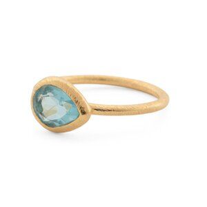 SHAANTI JEWELS  India 18k Gold Plated Sterling Silver Pear Birthstone Ring